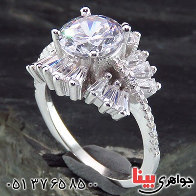 انگشتر نقره زنانه رودیوم مدل نگار _کد:14150