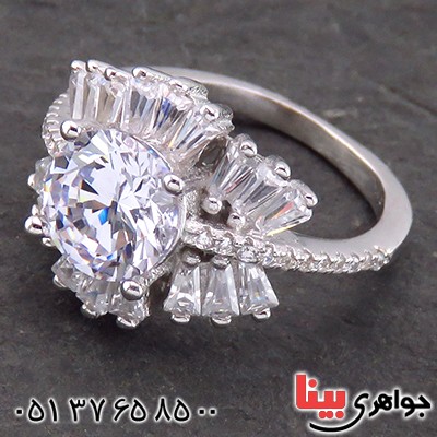 انگشتر نقره زنانه رودیوم مدل نگار _کد:14150