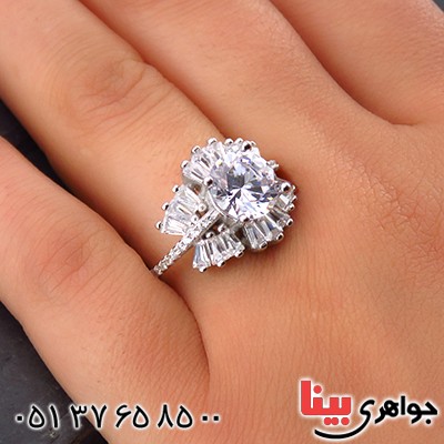 انگشتر نقره زنانه رودیوم مدل نگار _کد:14150