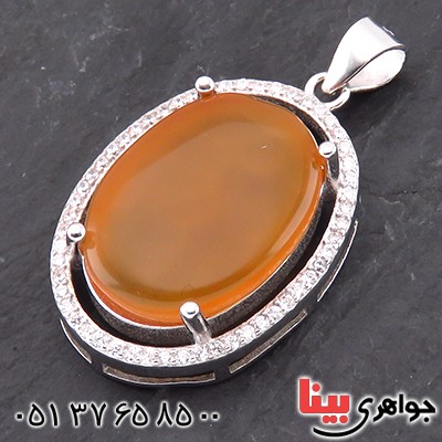گردنبند عقیق یمنی درشت زنانه رودیوم خوشرنگ _کد:14158