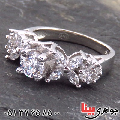 انگشتر نقره زنانه رودیوم مجلسی _کد:14184