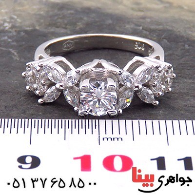 انگشتر نقره زنانه رودیوم مجلسی _کد:14184