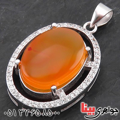 گردنبند عقیق یمنی درشت زنانه رودیوم خوشرنگ _کد:14189