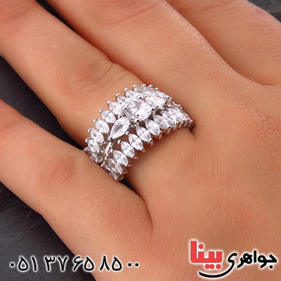 انگشتر نقره زنانه رودیوم مدل ستایش _کد:14190