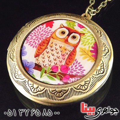 گردنبند قاب عکسی طرح جغد _کد:14191