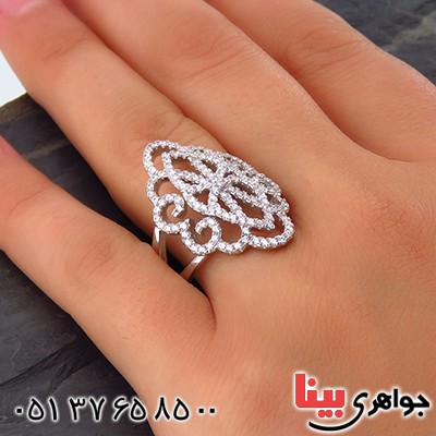 انگشتر نقره زنانه رودیوم میکروستینگ شیک _کد:14196