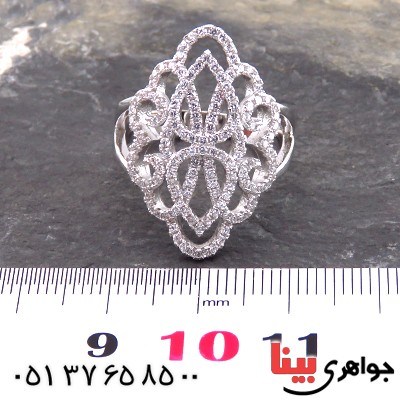 انگشتر نقره زنانه رودیوم میکروستینگ شیک _کد:14196