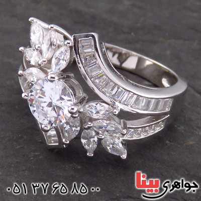 انگشتر نقره زنانه رودیوم شیک و مجلسی _کد:14201