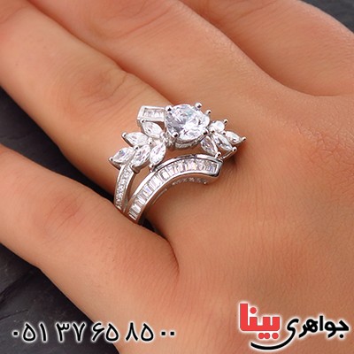 انگشتر نقره زنانه رودیوم شیک و مجلسی _کد:14201