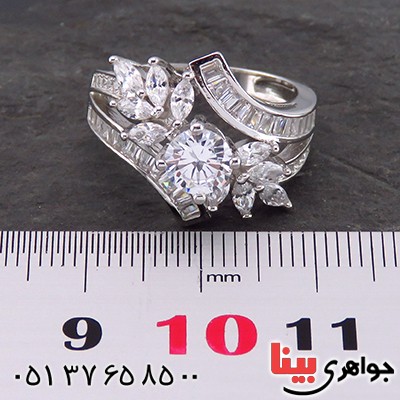 انگشتر نقره زنانه رودیوم شیک و مجلسی _کد:14201