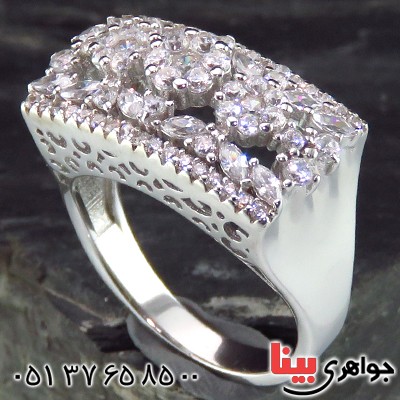 انگشتر نقره زنانه رودیوم درشت و شیک _کد:14209