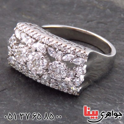 انگشتر نقره زنانه رودیوم درشت و شیک _کد:14209