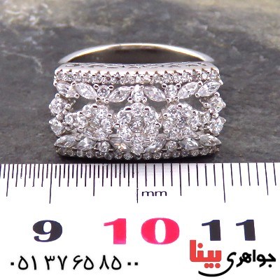 انگشتر نقره زنانه رودیوم درشت و شیک _کد:14209