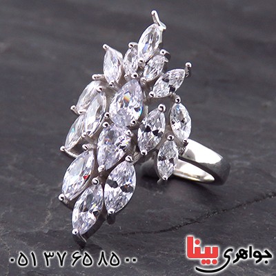 انگشتر نقره زنانه رودیوم مدل سوگل _کد:14216