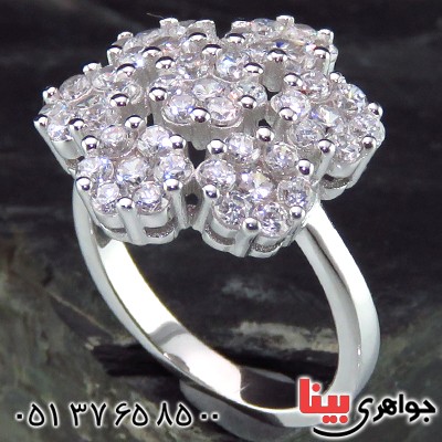انگشتر نقره زنانه رودیوم مدل برف _کد:14223