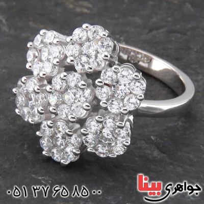 انگشتر نقره زنانه رودیوم مدل برف _کد:14223