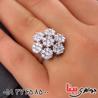 انگشتر نقره زنانه رودیوم مدل برف _کد:14223