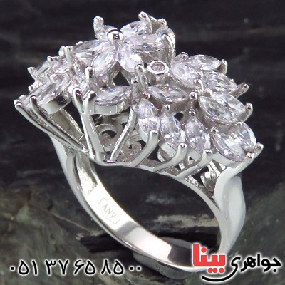 انگشتر نقره درشت زنانه رودیوم مدل روژا _کد:14236