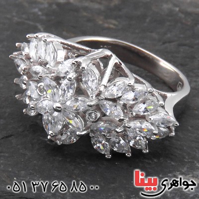 انگشتر نقره درشت زنانه رودیوم مدل روژا _کد:14236