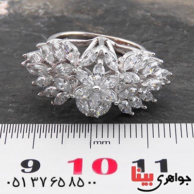 انگشتر نقره درشت زنانه رودیوم مدل روژا _کد:14236