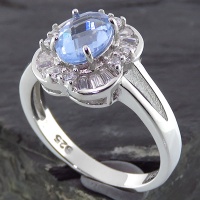 انگشتر آکوآمارین زنانه رودیوم خوشرنگ 