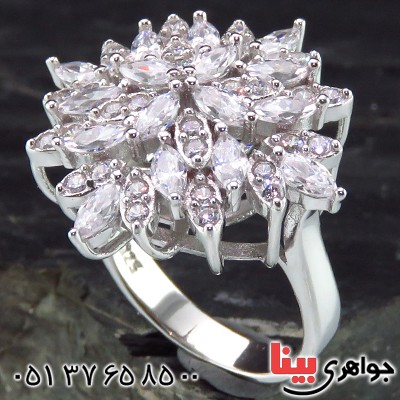 انگشتر نقره درشت زنانه رودیوم مدل حمیرا _کد:14262