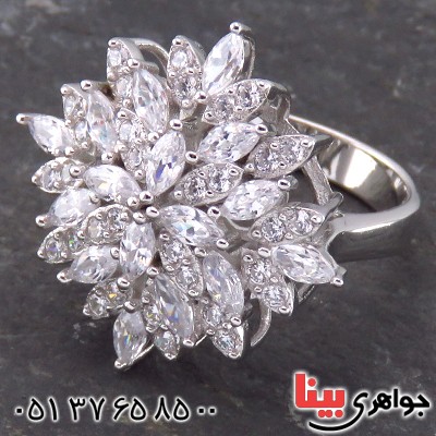 انگشتر نقره درشت زنانه رودیوم مدل حمیرا _کد:14262