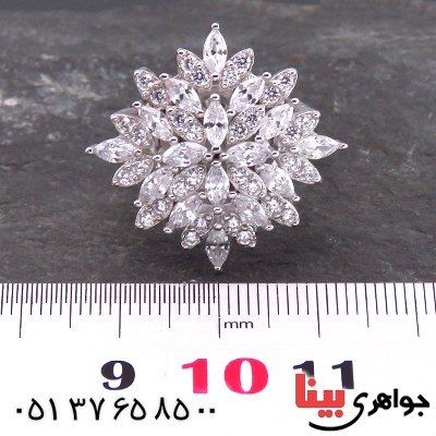 انگشتر نقره درشت زنانه رودیوم مدل حمیرا _کد:14262