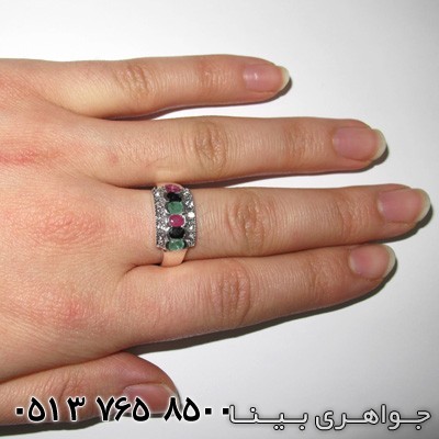 انگشتر چند جواهر میکس یاقوت و زمرد