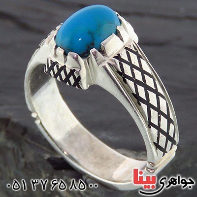 انگشتر فیروزه عجمی مردانه تک _کد:14299