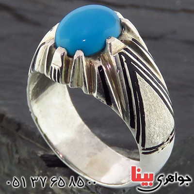 انگشتر فیروزه عجمی مردانه تک _کد:14309