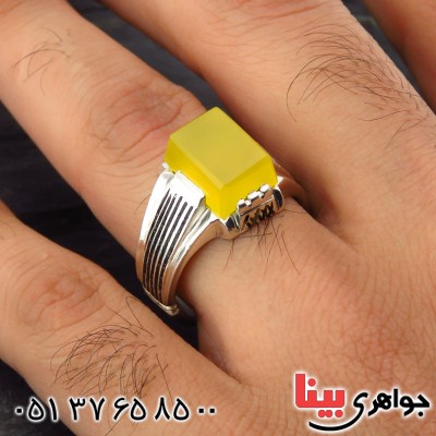 انگشتر عقیق شرف الشمس مردانه کلاسیک خطی _کد:14316