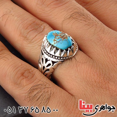 انگشتر فیروزه نیشابوری شجری مردانه _کد:14321
