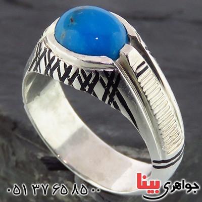 انگشتر فیروزه عجمی مردانه تک _کد:14323
