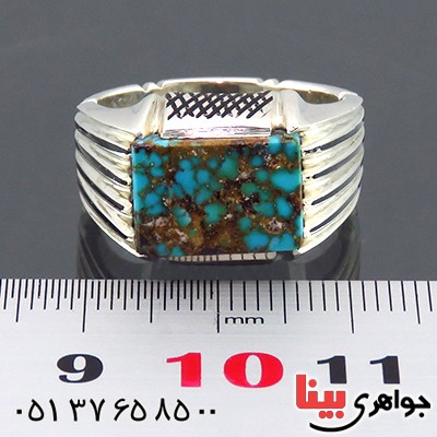 انگشتر فیروزه نیشابوری شجری مردانه خطی _کد:14326