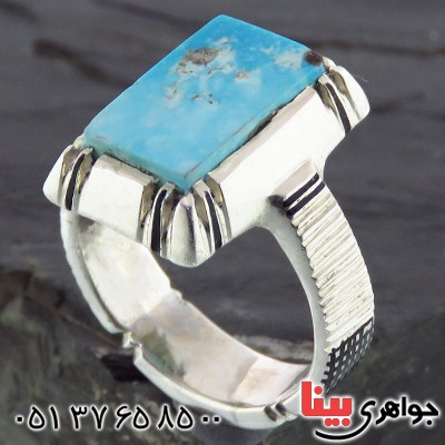 انگشتر فیروزه نیشابوری شجری مردانه کلاسیک _کد:14327