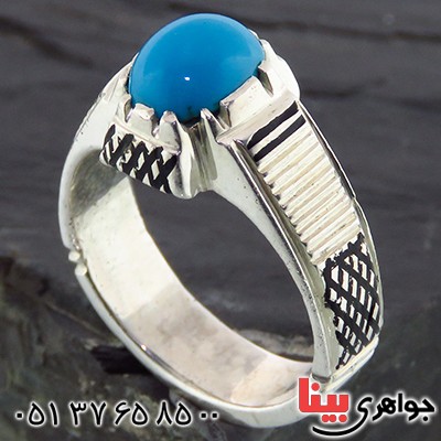 انگشتر فیروزه عجمی مردانه خوشرنگ و تک _کد:14342