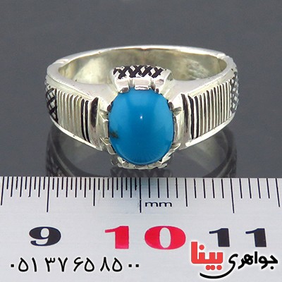 انگشتر فیروزه عجمی مردانه خوشرنگ و تک _کد:14342