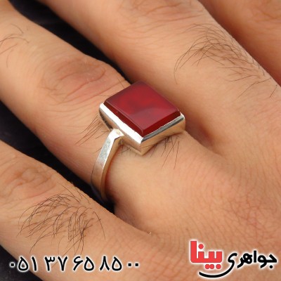 انگشتر عقیق قرمز مربعی خوشرنگ _کد:14345