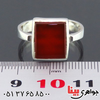 انگشتر عقیق قرمز مربعی خوشرنگ _کد:14345