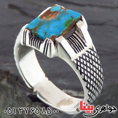 انگشتر فیروزه نیشابوری شجری مردانه خوشرنگ _کد:14348