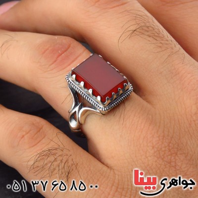 انگشتر عقیق قرمز مردانه طرح اسلیمی _کد:14350