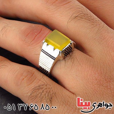 انگشتر عقیق شرف الشمس مردانه کلاسیک هاشوری _کد:14353