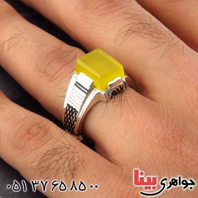 انگشتر عقیق شرف الشمس مردانه مدل کلاسیک هاشوری _کد:14362