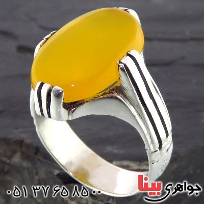 انگشتر عقیق شرف الشمس مردانه چهار چنگ خوشرنگ _کد:14364