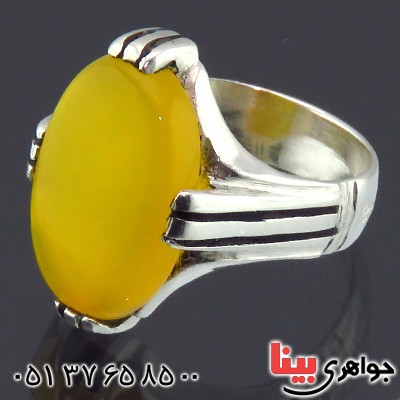 انگشتر عقیق شرف الشمس مردانه چهار چنگ خوشرنگ _کد:14364