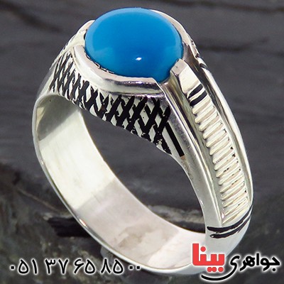 انگشتر فیروزه عجمی مردانه تک _کد:14365