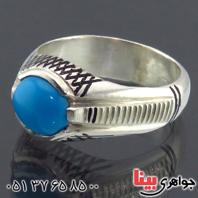 انگشتر فیروزه عجمی مردانه تک _کد:14365