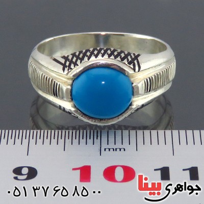 انگشتر فیروزه عجمی مردانه تک _کد:14365