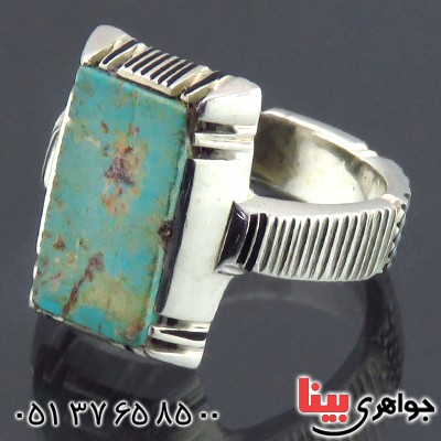 انگشتر فیروزه نیشابوری شجری مردانه کلاسیک _کد:14371